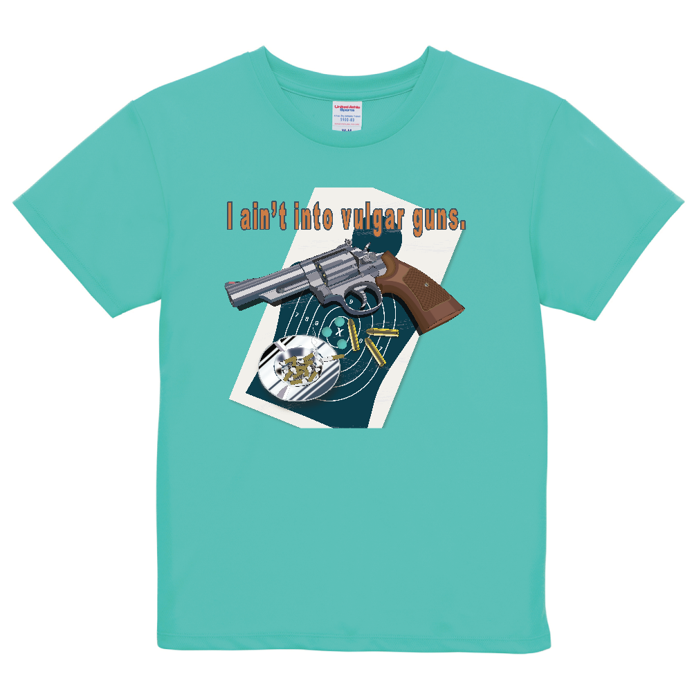 ミニマリストアートハンドガン Tシャツ（表裏プリント）