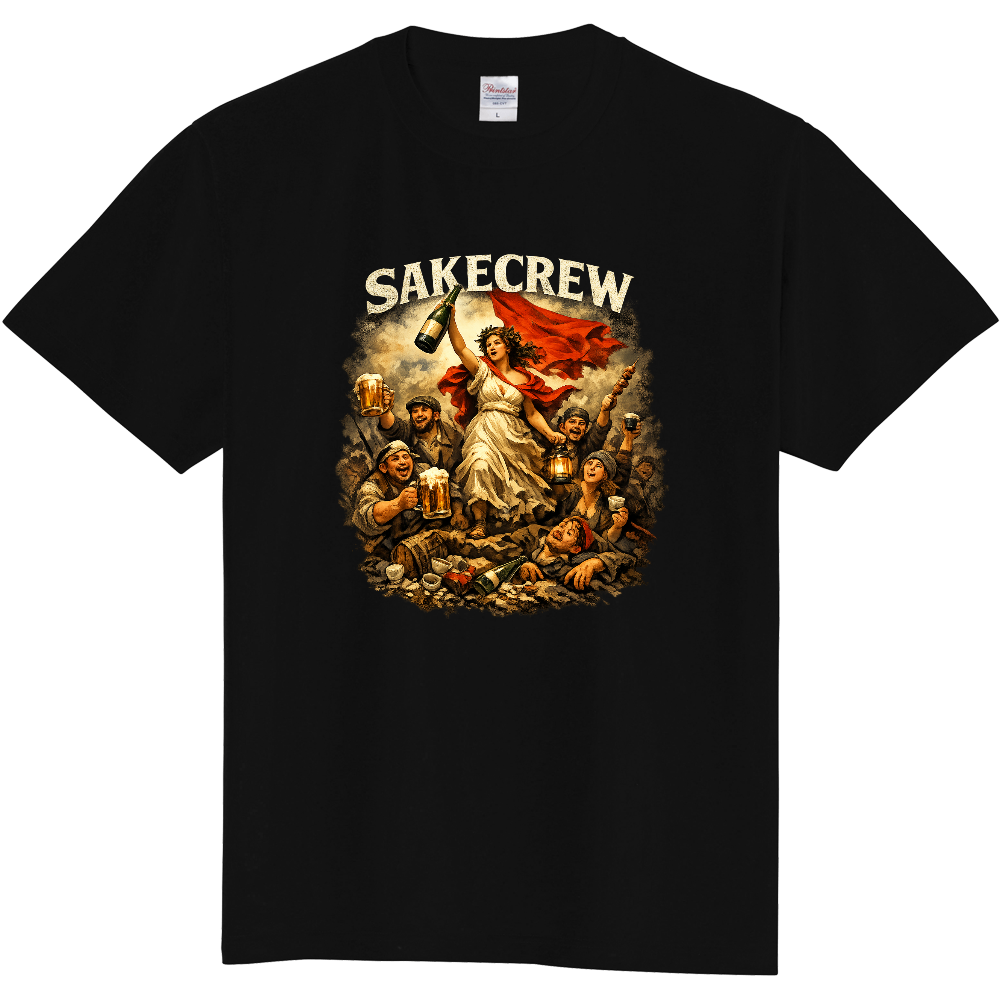 SAKECREW 自由を掲げる酔いどれ革命 Tシャツ