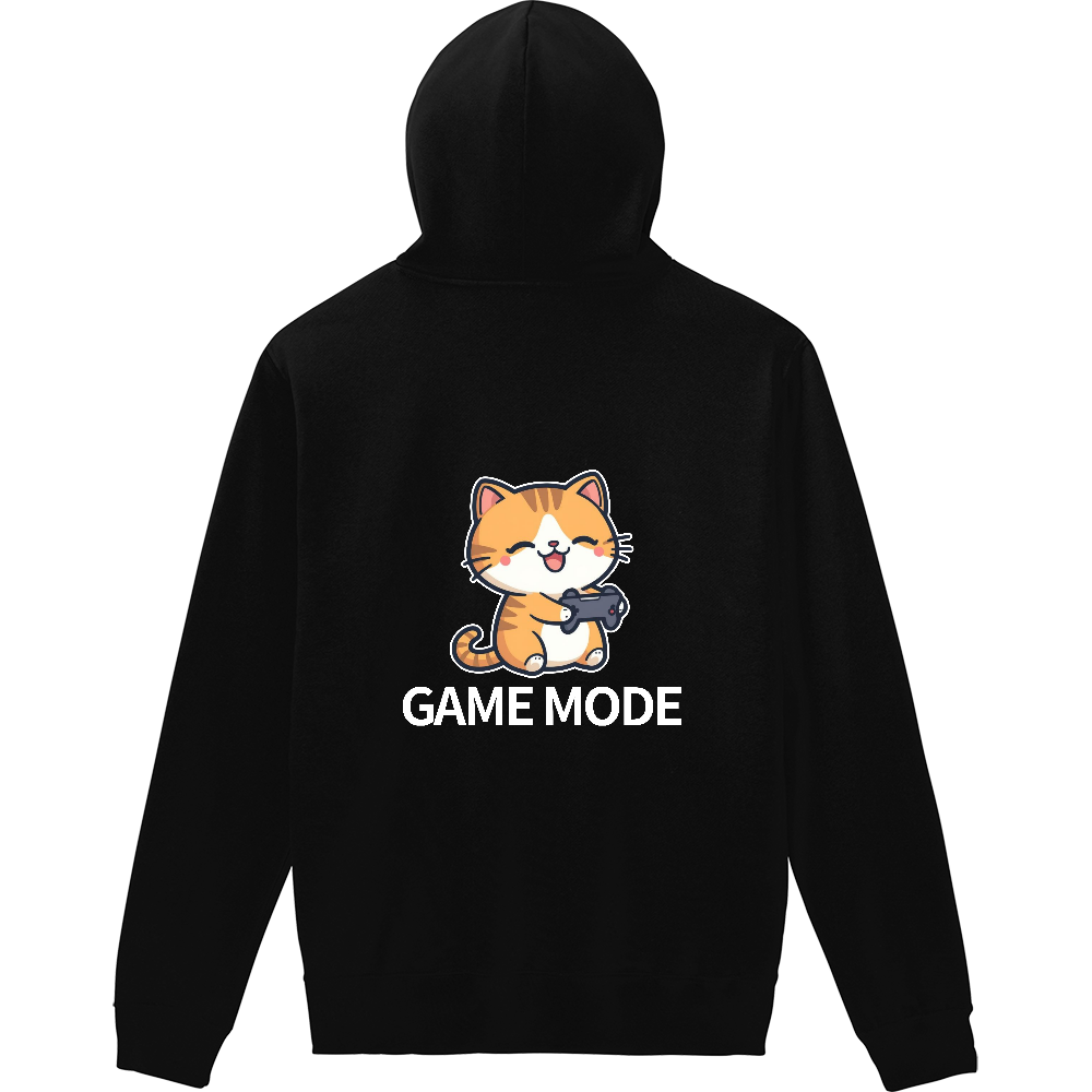 GAME MODE ゆるかわゲーム猫ロゴパーカー(白文字)
