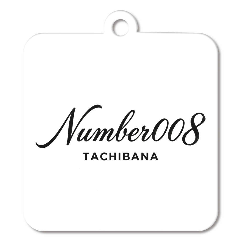 「Number008」ブラックロゴ アクリルキーホルダー　四角型 (6cm)