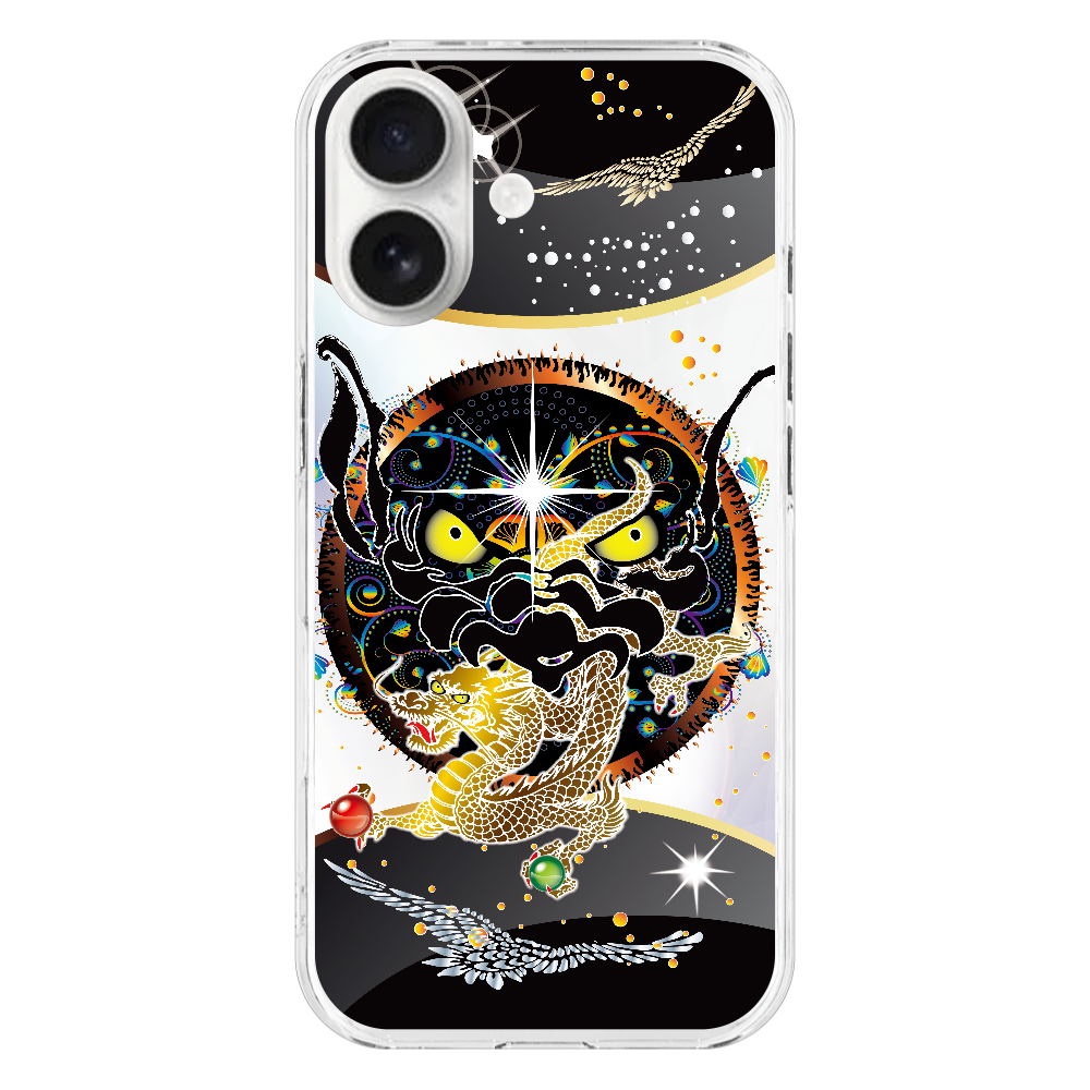 P007　ドラゴン『黒』 iPhone17 (透明)(ハードケース)｜PLATA
