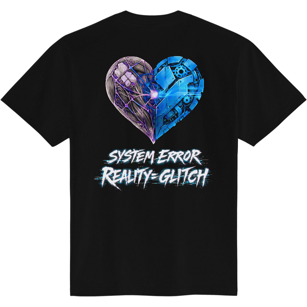 SYSTEM ERROR / REALITY = GLITCH サイバーメカニカル・ハート Tシャツ（5.6oz）