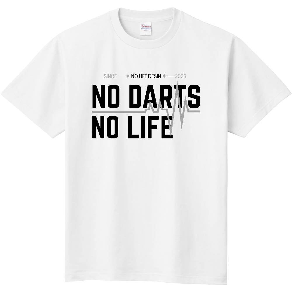 【NO  DARTS NO LIFE】My Heartbeat Tシャツ（White & Black / 4 Color Lines）