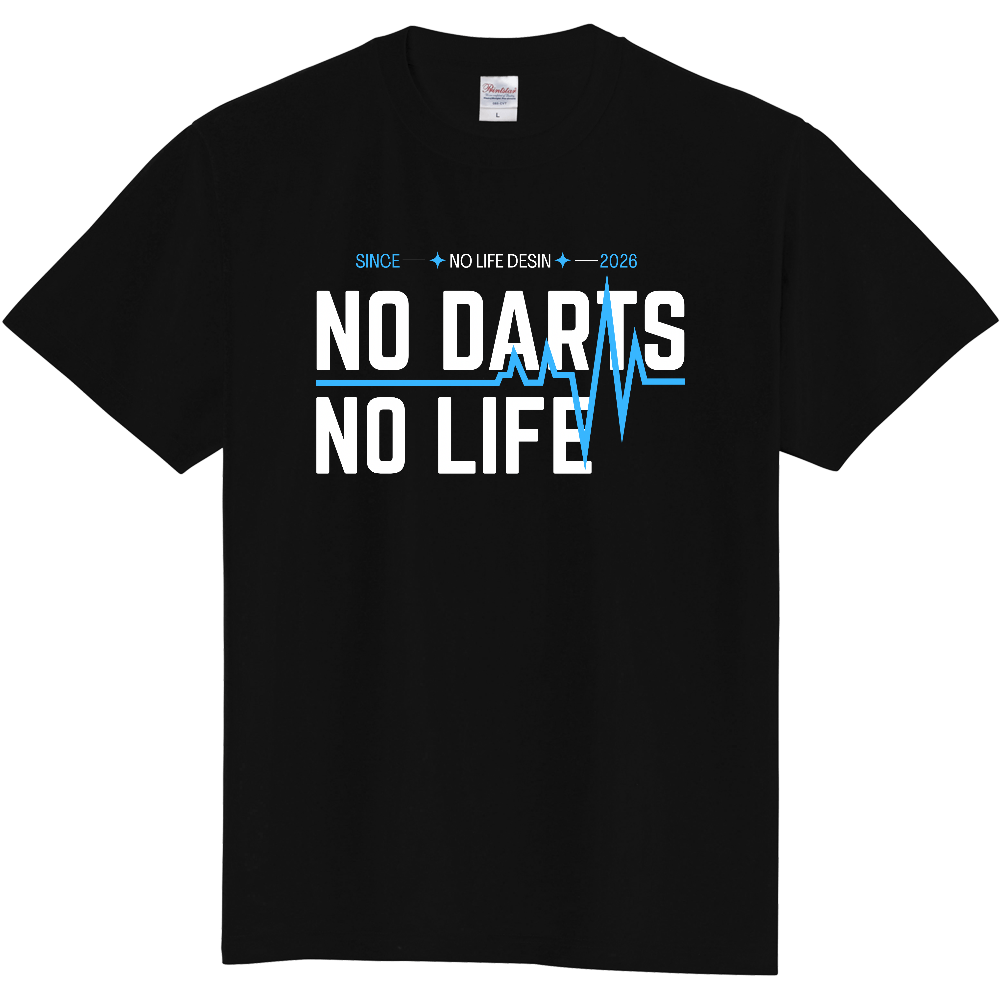 【NO  DARTS NO LIFE】My Heartbeat Tシャツ（White & Black / 4 Color Lines）