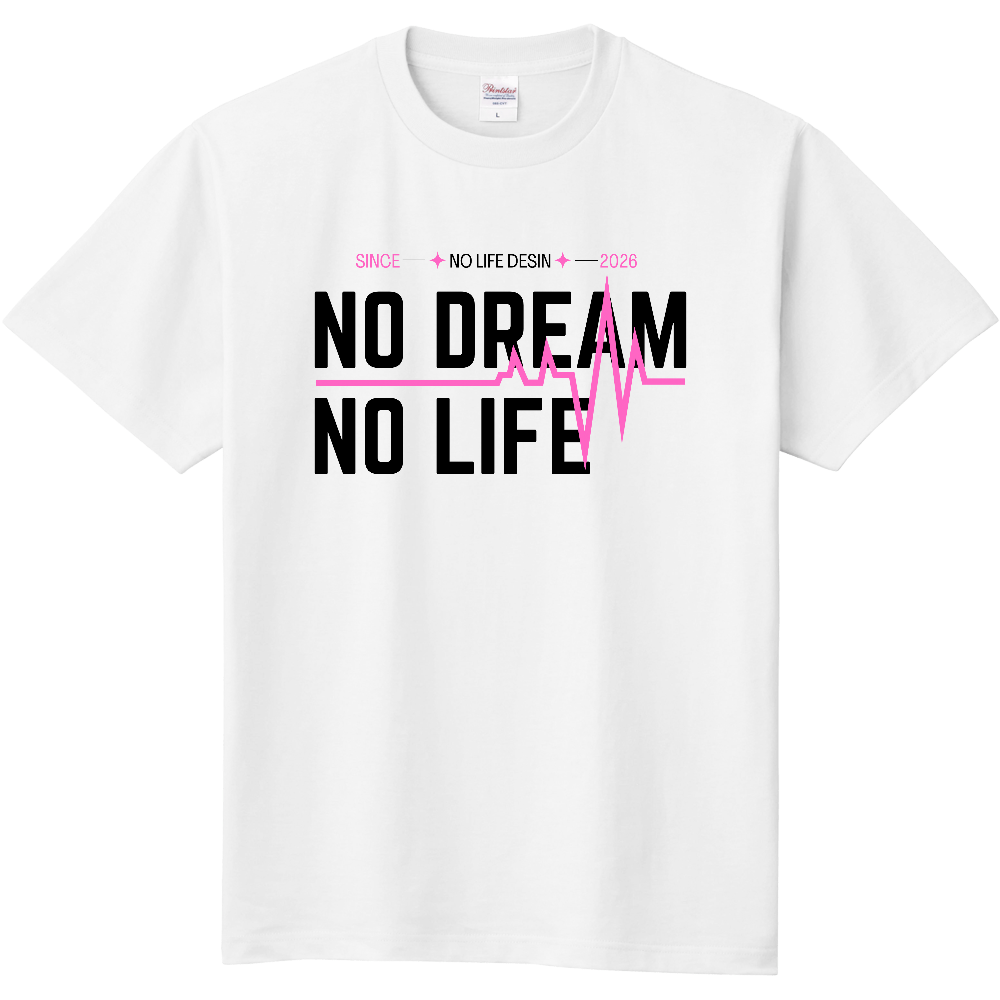 【NO  DREAM NO LIFE】My Heartbeat Tシャツ（White & Black / 4 Color Lines）