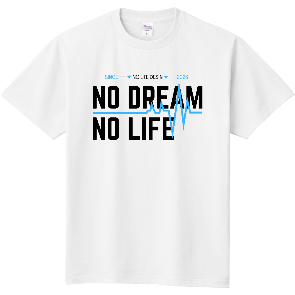 【NO  DREAM NO LIFE】My Heartbeat Tシャツ（White & Black / 4 Color Lines）