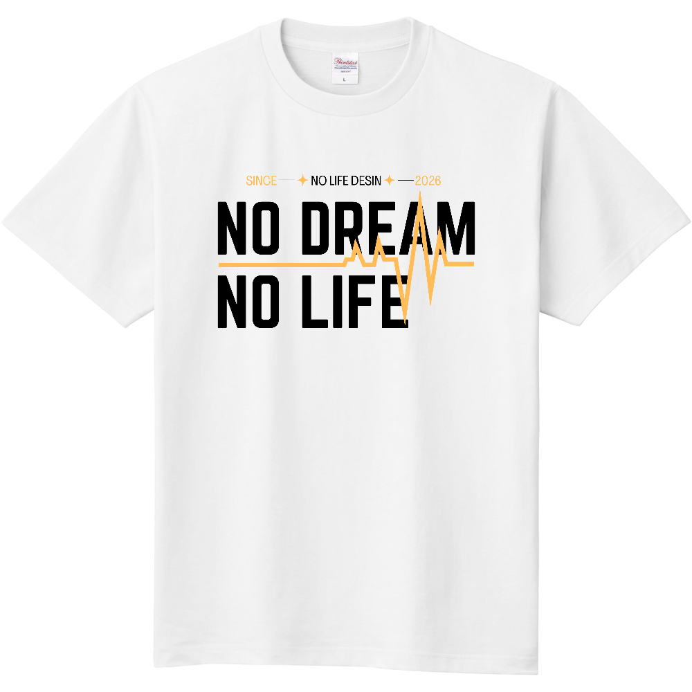 【NO  DREAM NO LIFE】My Heartbeat Tシャツ（White & Black / 4 Color Lines）
