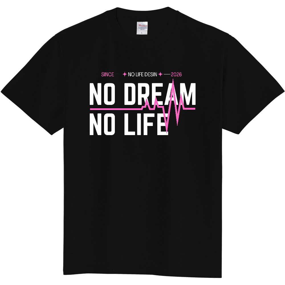 【NO  DREAM NO LIFE】My Heartbeat Tシャツ（White & Black / 4 Color Lines）