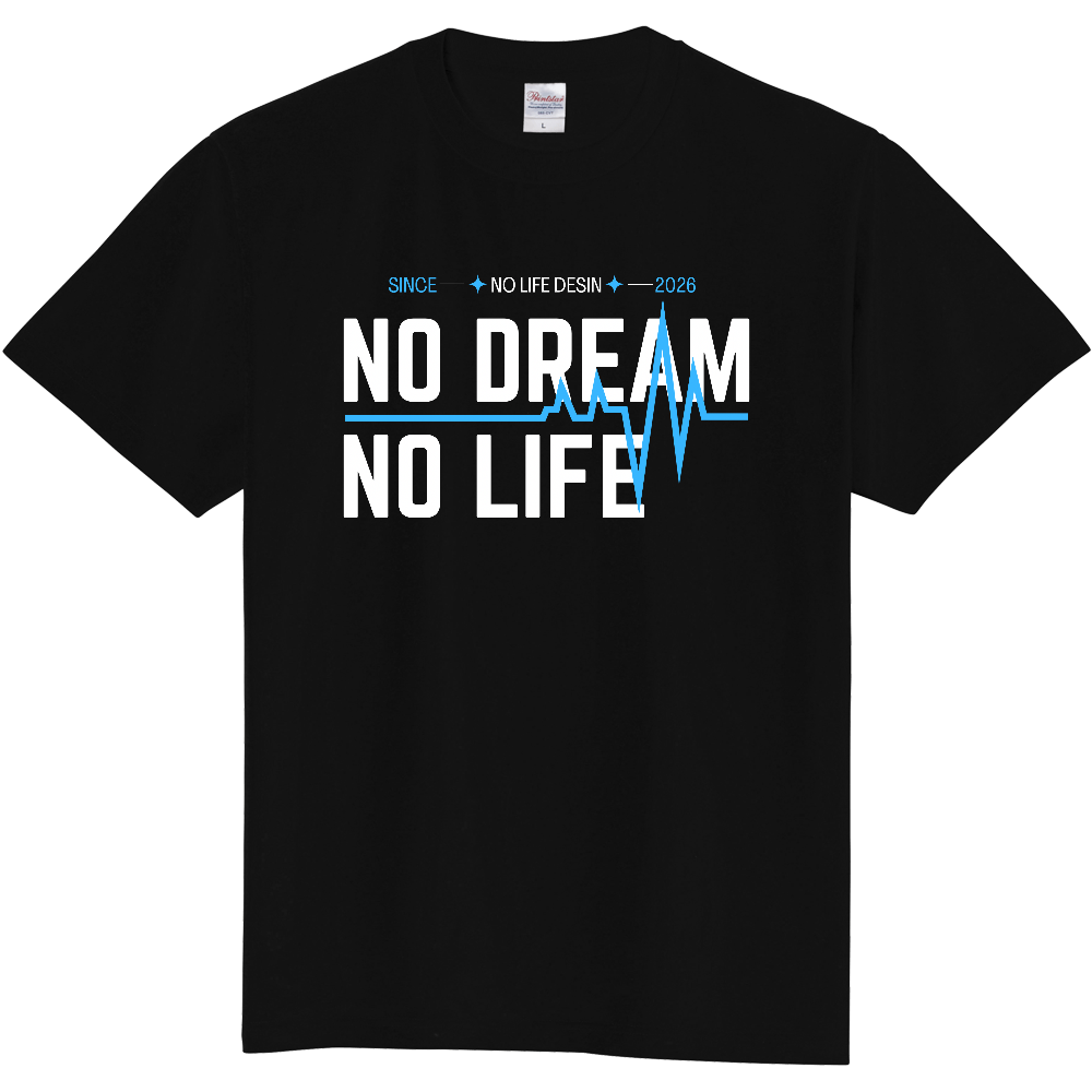 【NO  DREAM NO LIFE】My Heartbeat Tシャツ（White & Black / 4 Color Lines）