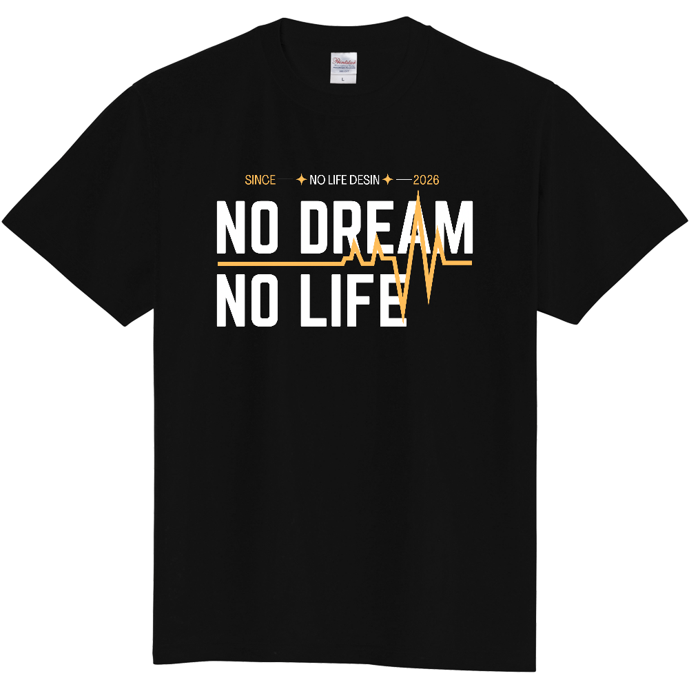 【NO  DREAM NO LIFE】My Heartbeat Tシャツ（White & Black / 4 Color Lines）