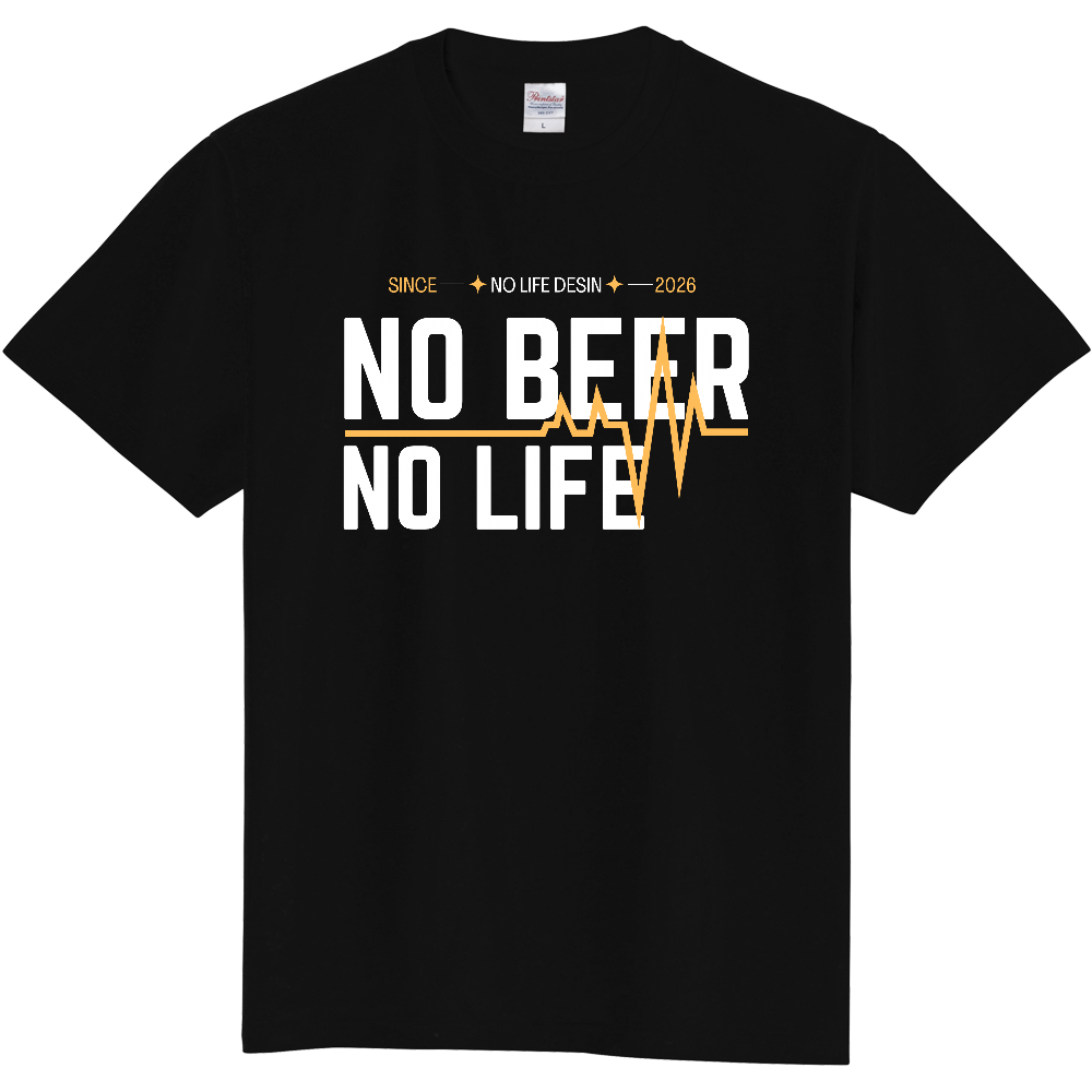 【NO BEER NO LIFE】My Heartbeat Tシャツ(White & Black / 4 Color Lines)