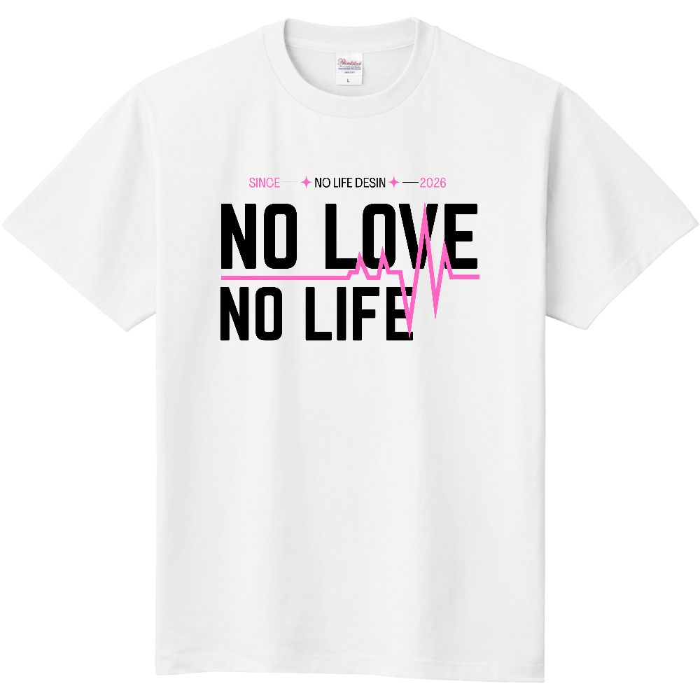 【NO  LOVE NO LIFE】My Heartbeat Tシャツ（White & Black / 4 Color Lines）