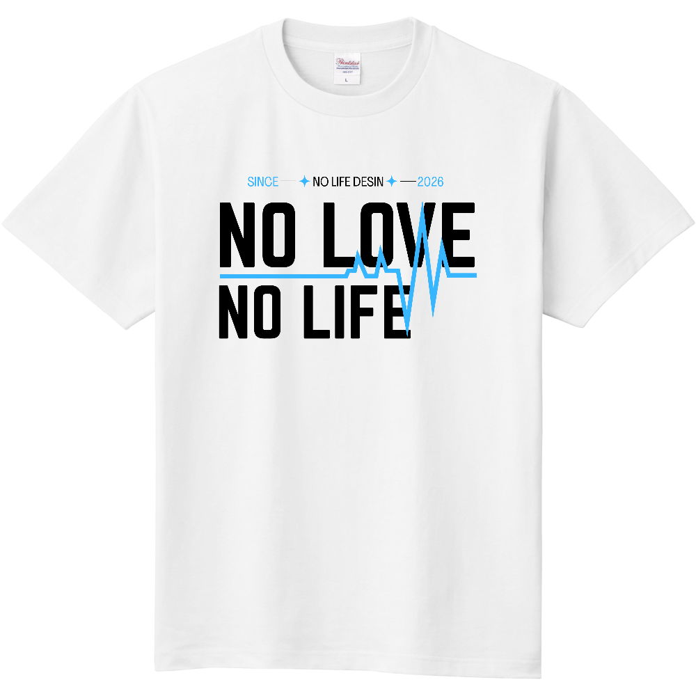 【NO LOVE NO LIFE】My Heartbeat Tシャツ(White & Black / 4 Color Lines)