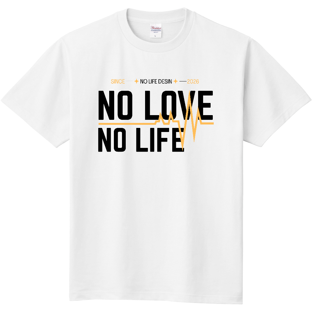【NO  LOVE NO LIFE】My Heartbeat Tシャツ（White & Black / 4 Color Lines）