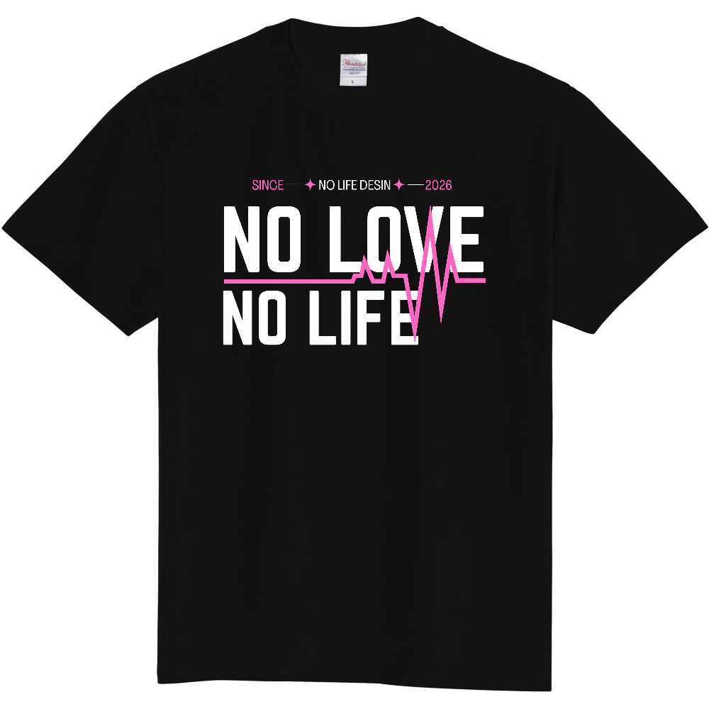 【NO  LOVE NO LIFE】My Heartbeat Tシャツ（White & Black / 4 Color Lines）