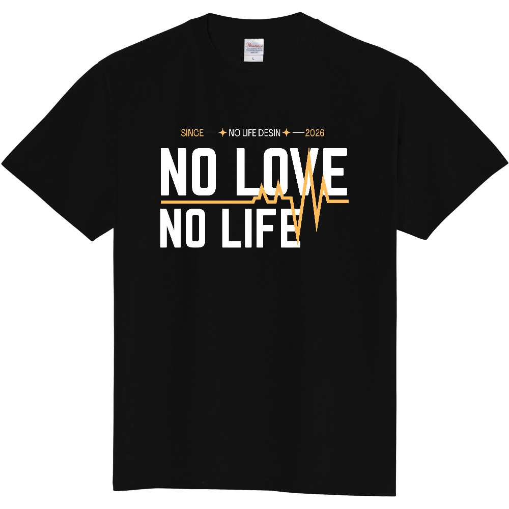 【NO  LOVE NO LIFE】My Heartbeat Tシャツ（White & Black / 4 Color Lines）