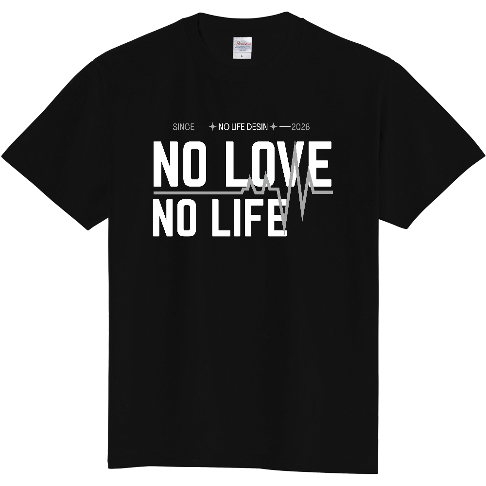 【NO  LOVE NO LIFE】My Heartbeat Tシャツ（White & Black / 4 Color Lines）