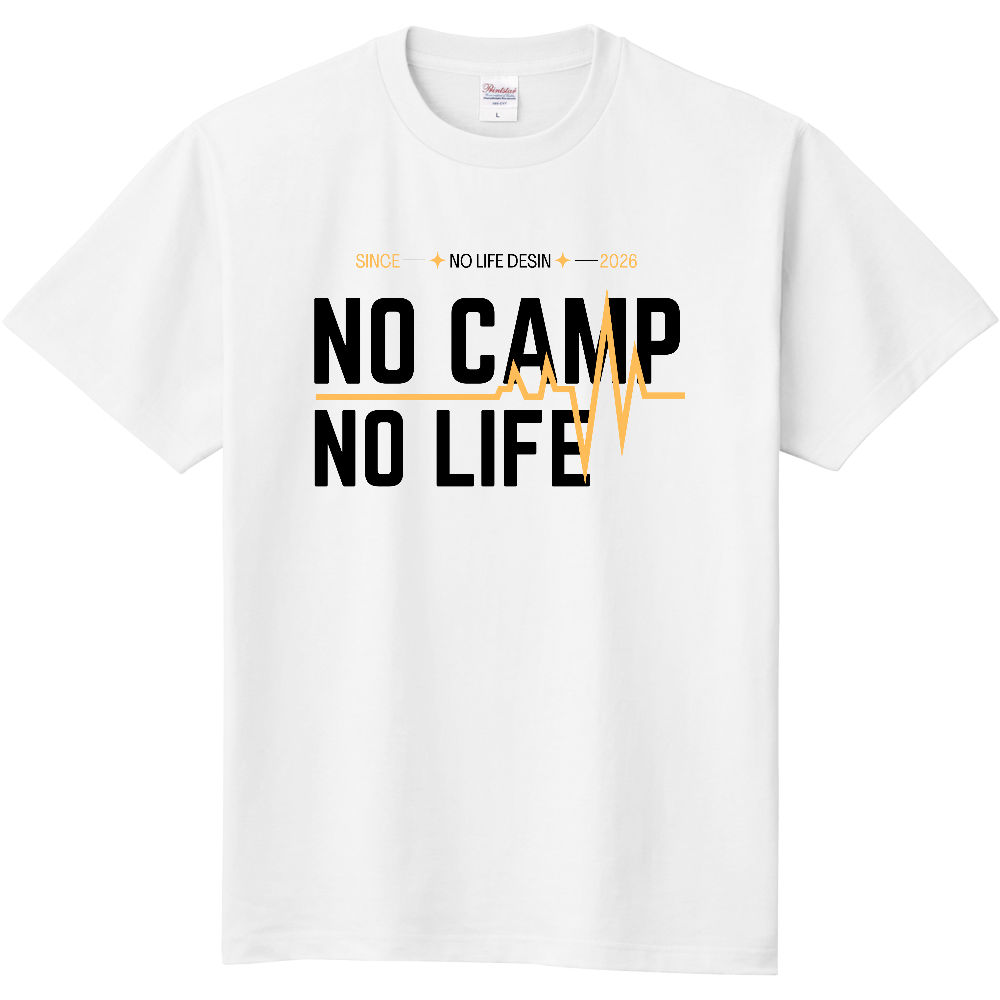 【NO  CAMP NO LIFE】My Heartbeat Tシャツ（White & Black / 4 Color Lines）