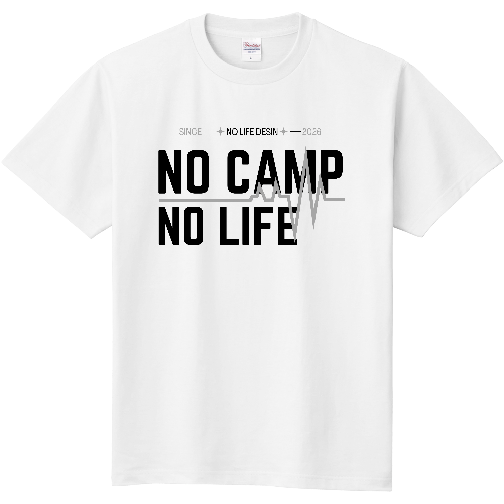 【NO  CAMP NO LIFE】My Heartbeat Tシャツ（White & Black / 4 Color Lines）
