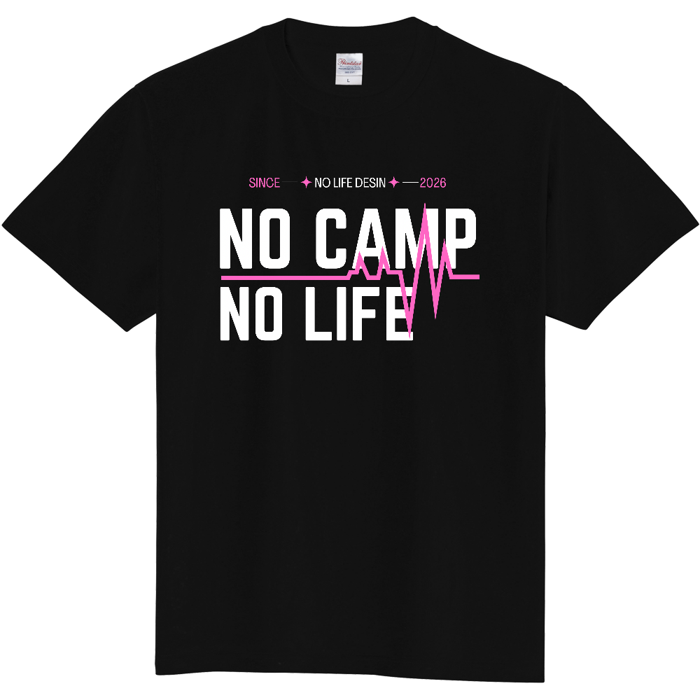 【NO  CAMP NO LIFE】My Heartbeat Tシャツ（White & Black / 4 Color Lines）
