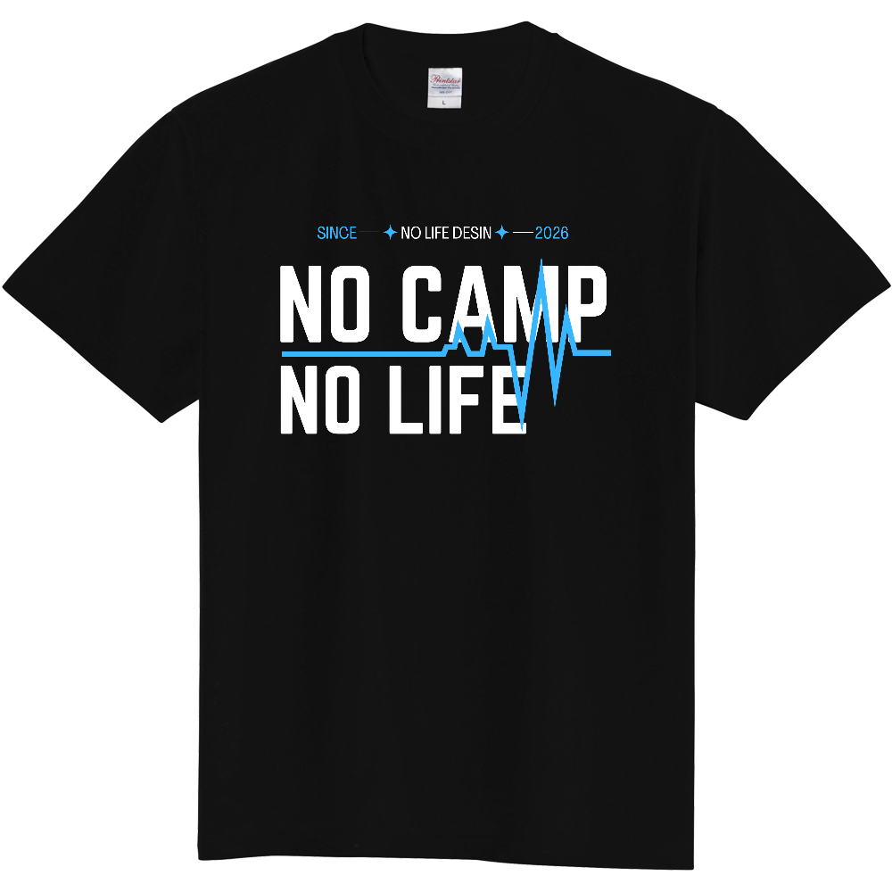 【NO  CAMP NO LIFE】My Heartbeat Tシャツ（White & Black / 4 Color Lines）