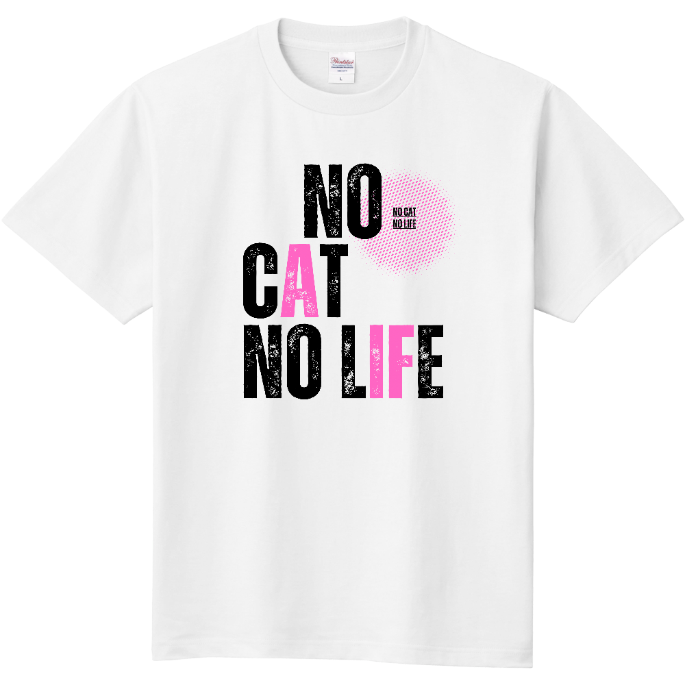 【NO CAT NO LIFE】ヴィンテージ風 タイポグラフィ Tシャツ