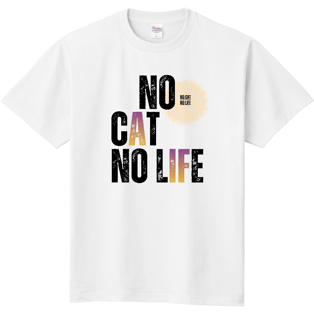 【NO CAT NO LIFE】ヴィンテージ風 タイポグラフィ Tシャツ
