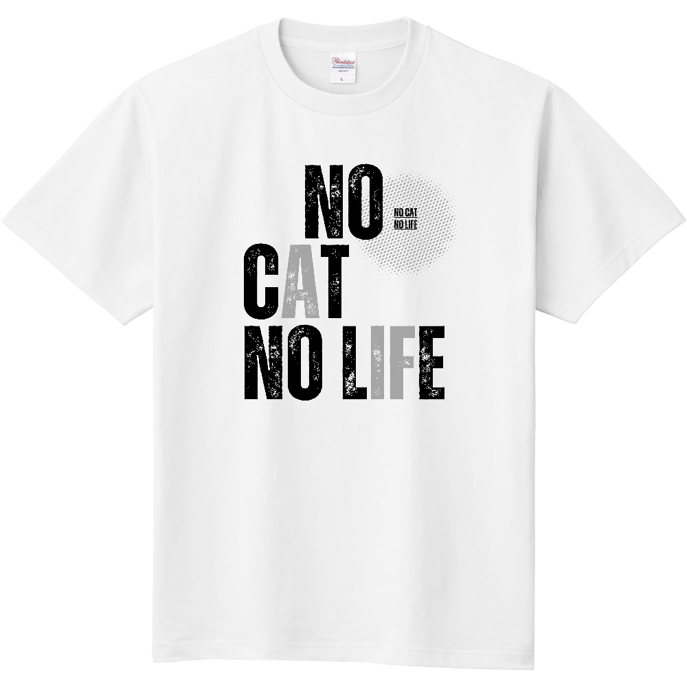 【NO CAT NO LIFE】ヴィンテージ風 タイポグラフィ Tシャツ