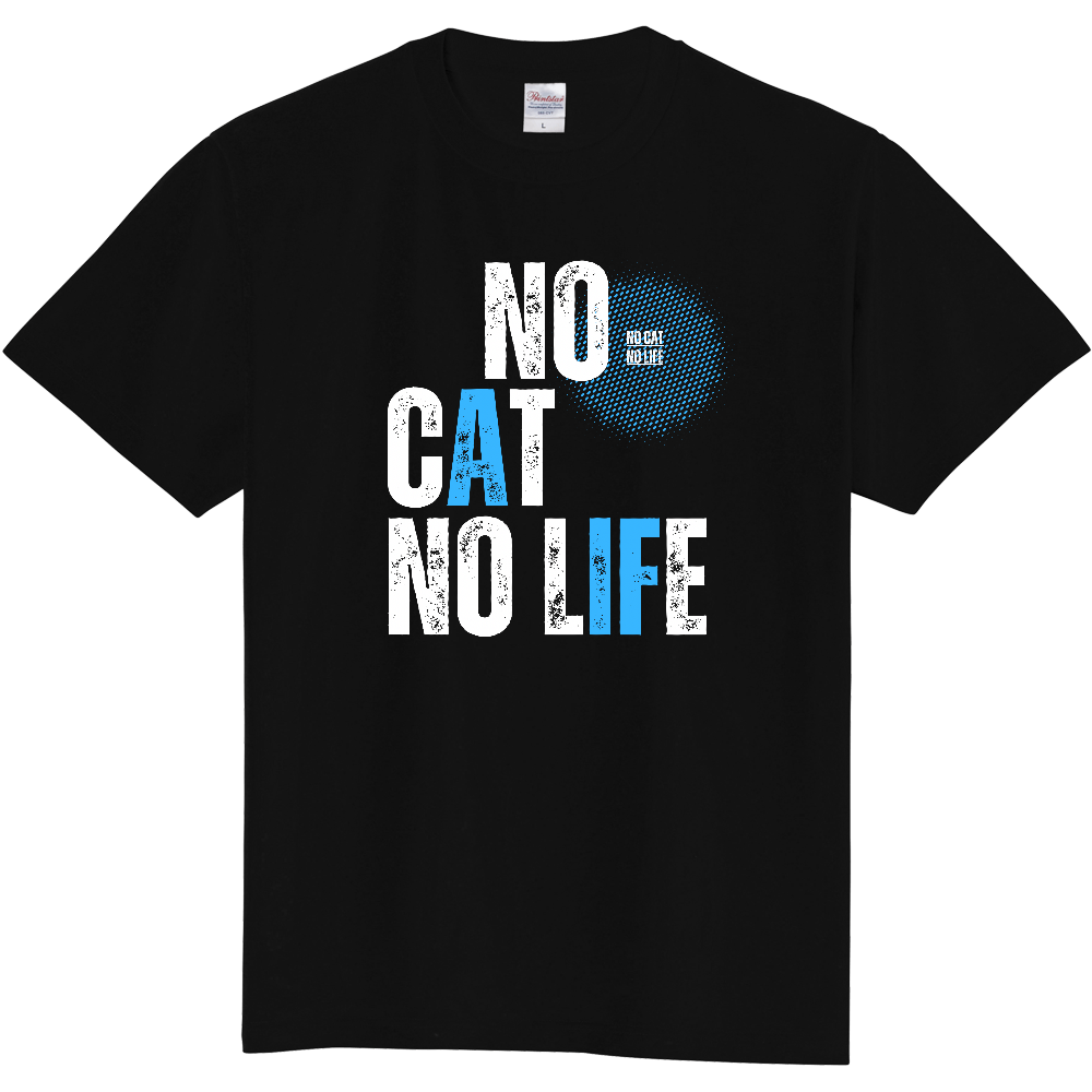 【NO CAT NO LIFE】ヴィンテージ風 タイポグラフィ Tシャツ