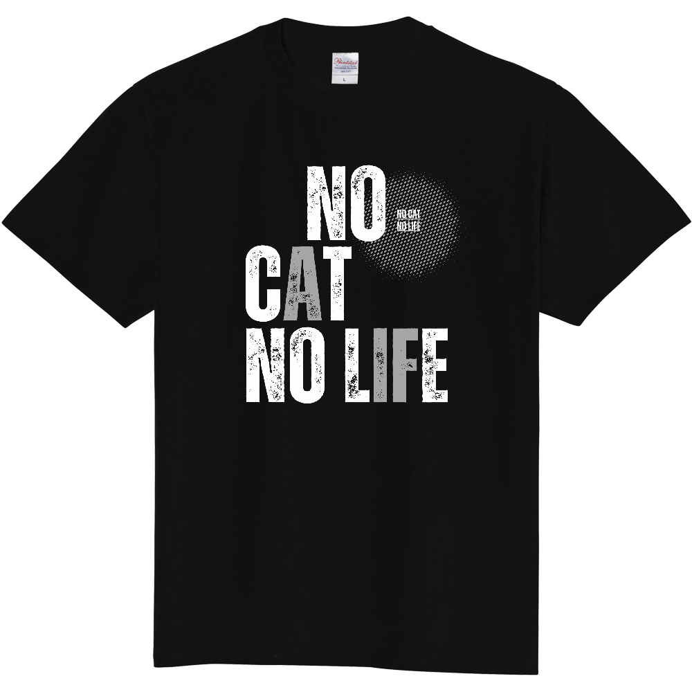 【NO CAT NO LIFE】ヴィンテージ風 タイポグラフィ Tシャツ