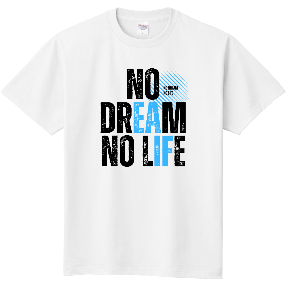 【NO DREAM NO LIFE】ヴィンテージ風 タイポグラフィ Tシャツ