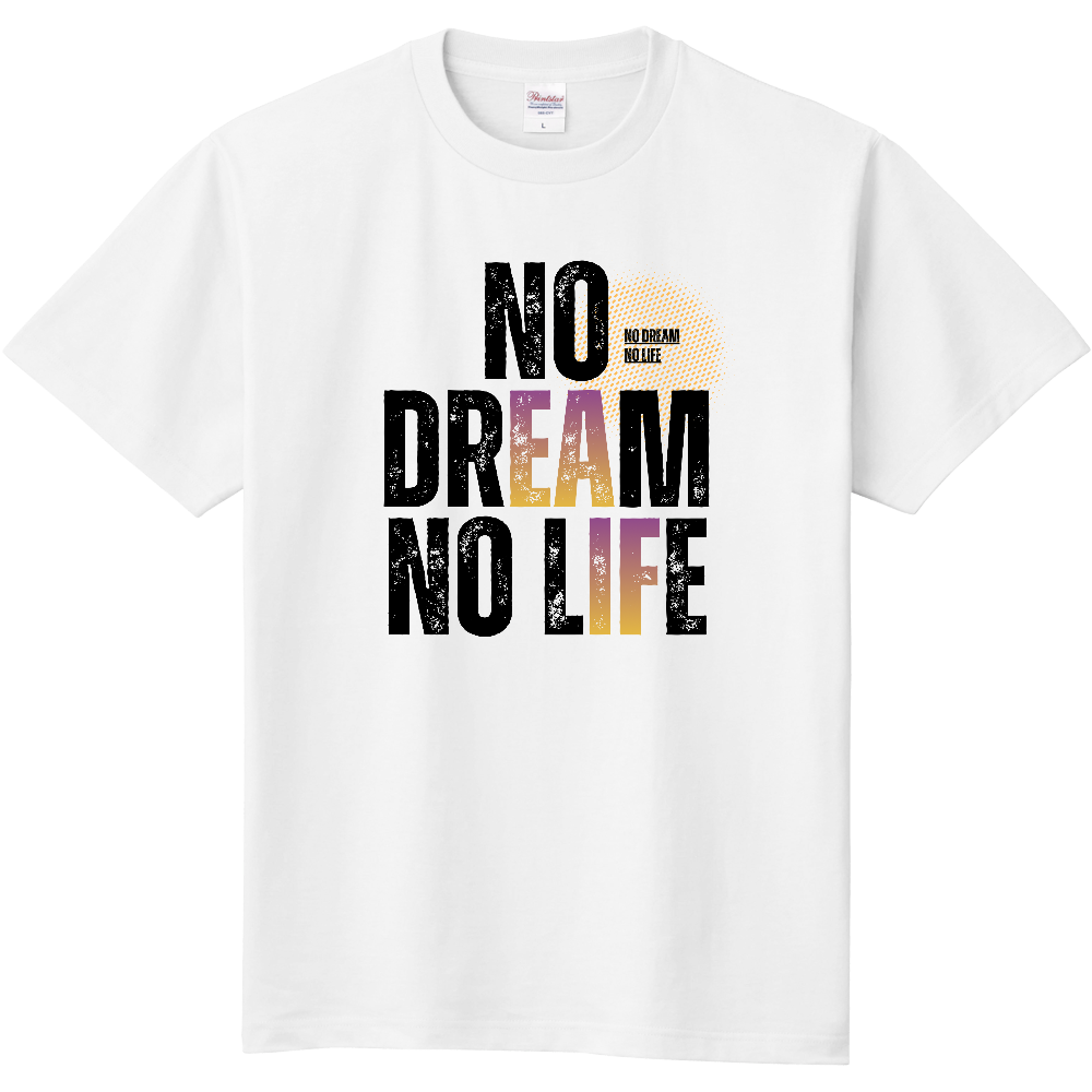 【NO DREAM NO LIFE】ヴィンテージ風 タイポグラフィ Tシャツ