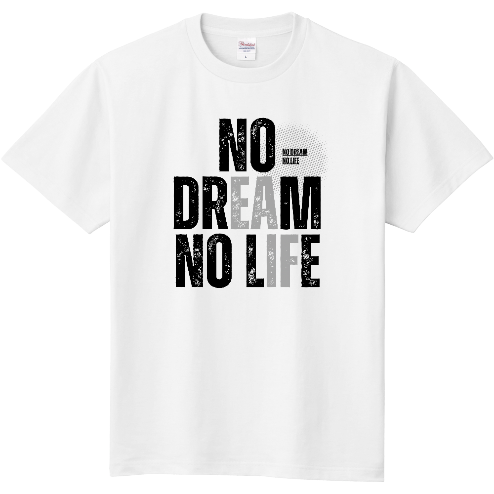 【NO DREAM NO LIFE】ヴィンテージ風 タイポグラフィ Tシャツ
