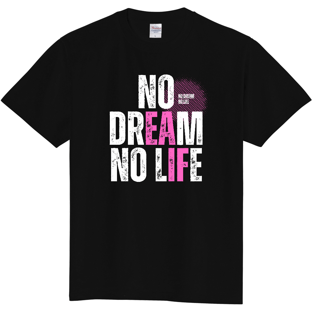 【NO DREAM NO LIFE】ヴィンテージ風 タイポグラフィ Tシャツ