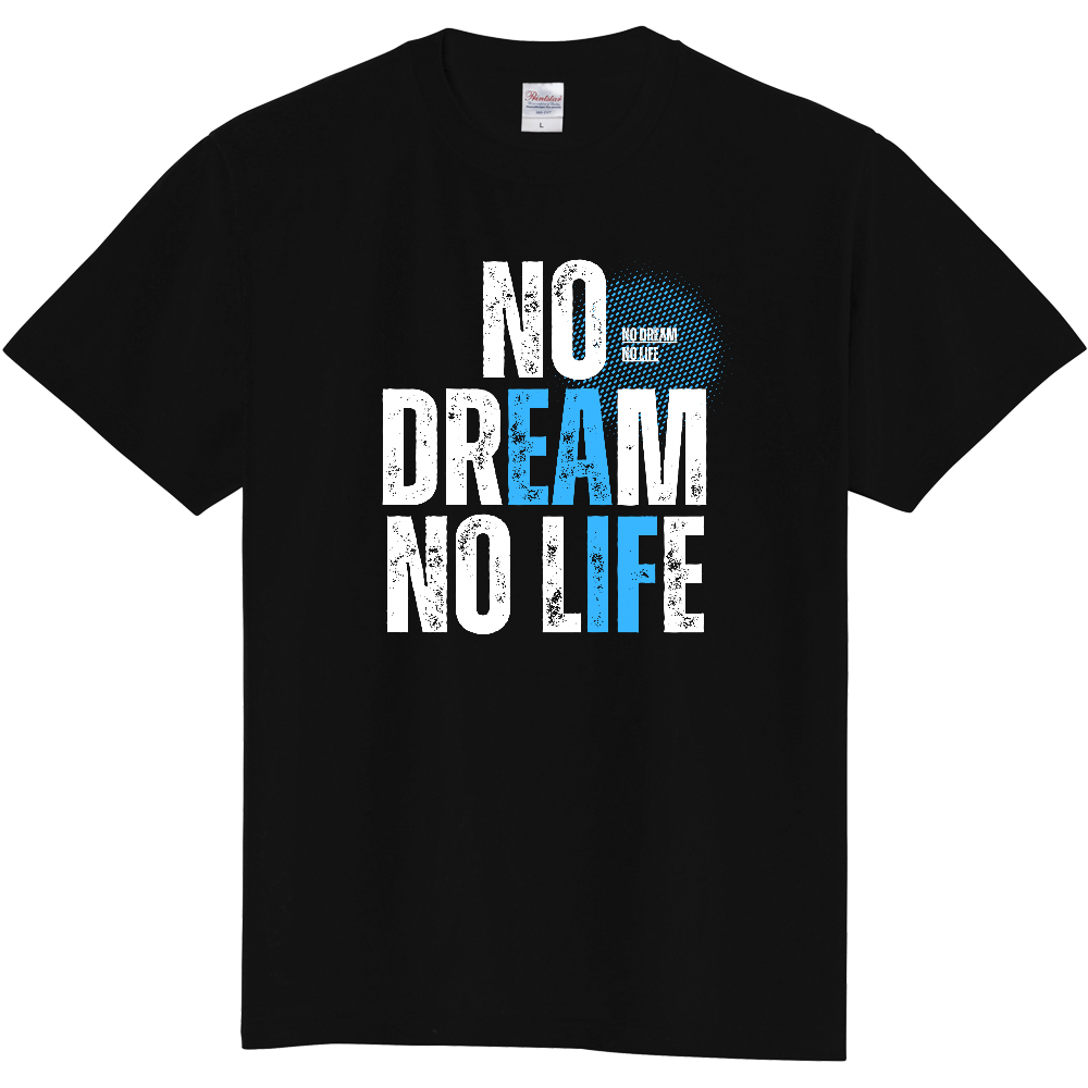 【NO DREAM NO LIFE】ヴィンテージ風 タイポグラフィ Tシャツ