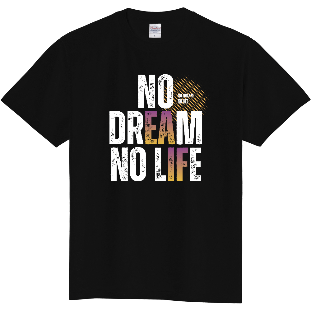 【NO DREAM NO LIFE】ヴィンテージ風 タイポグラフィ Tシャツ
