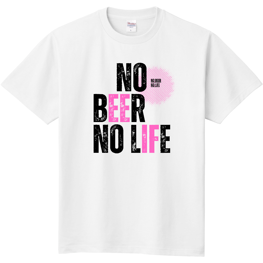 【NO BEER NO LIFE】ヴィンテージ風 タイポグラフィ Tシャツ