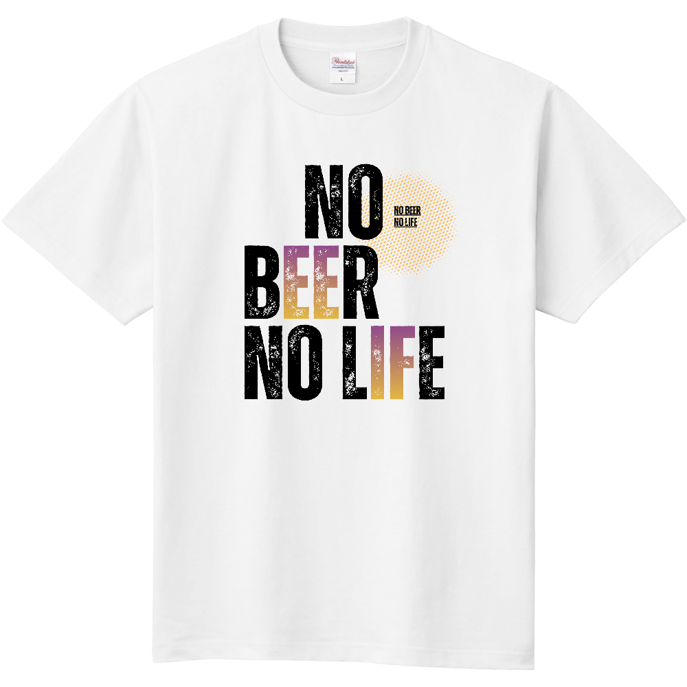 【NO BEER NO LIFE】ヴィンテージ風 タイポグラフィ Tシャツ