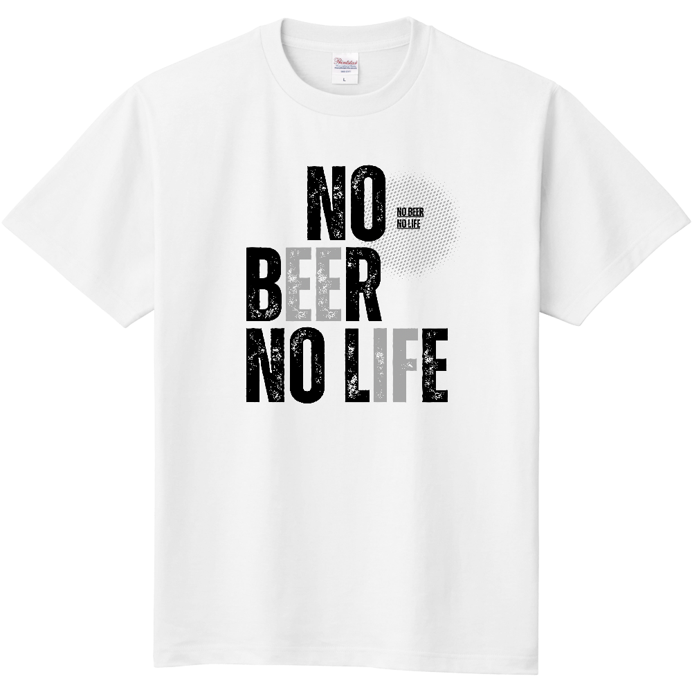 【NO BEER NO LIFE】ヴィンテージ風 タイポグラフィ Tシャツ