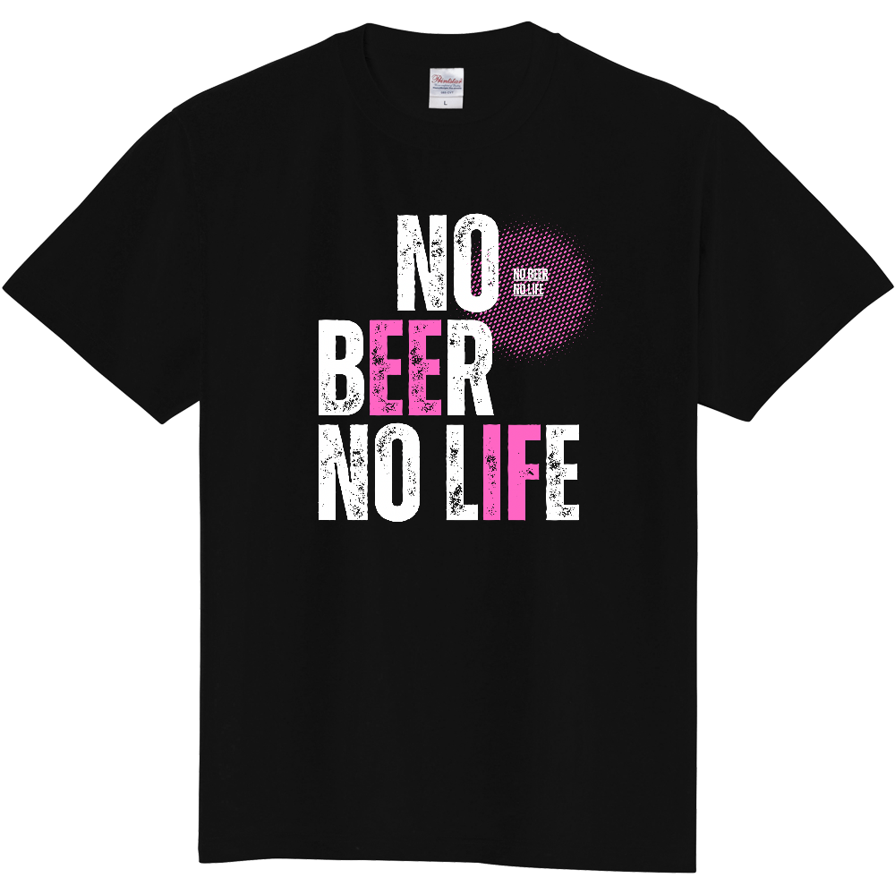 【NO BEER NO LIFE】ヴィンテージ風 タイポグラフィ Tシャツ