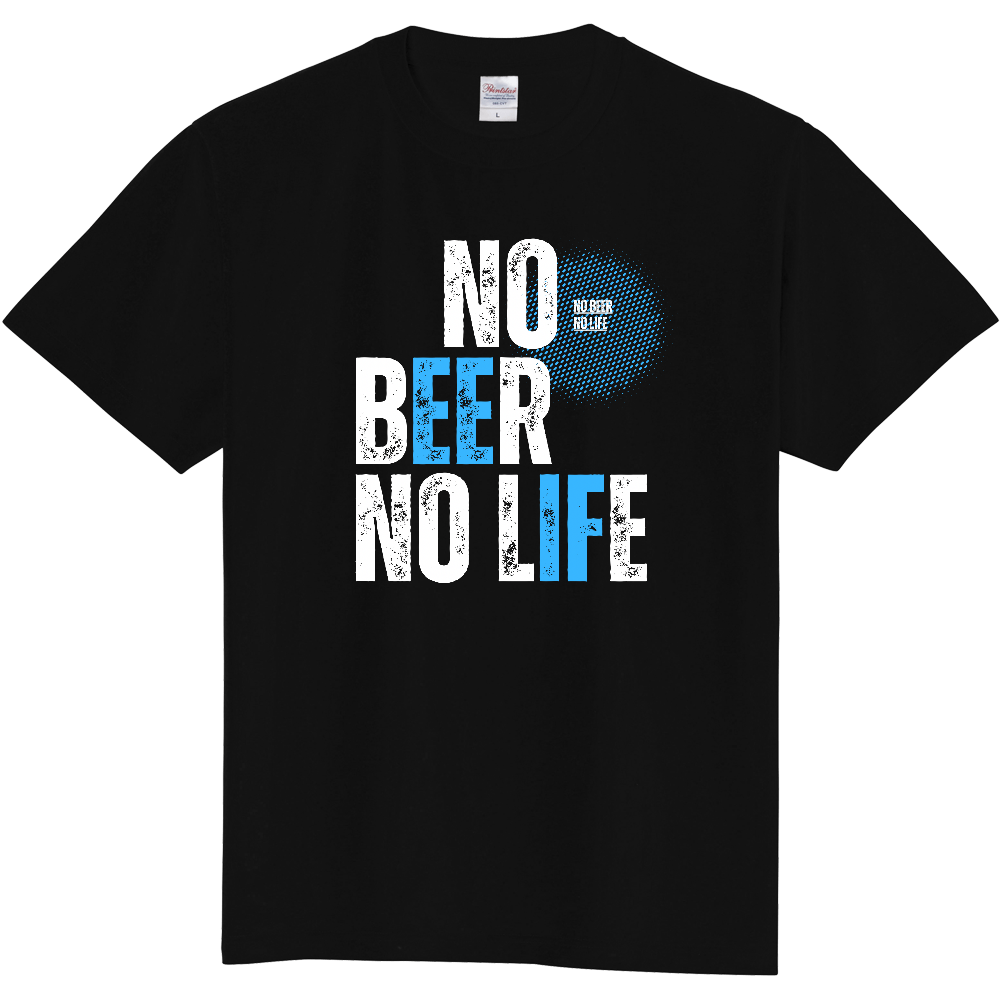 【NO BEER NO LIFE】ヴィンテージ風 タイポグラフィ Tシャツ
