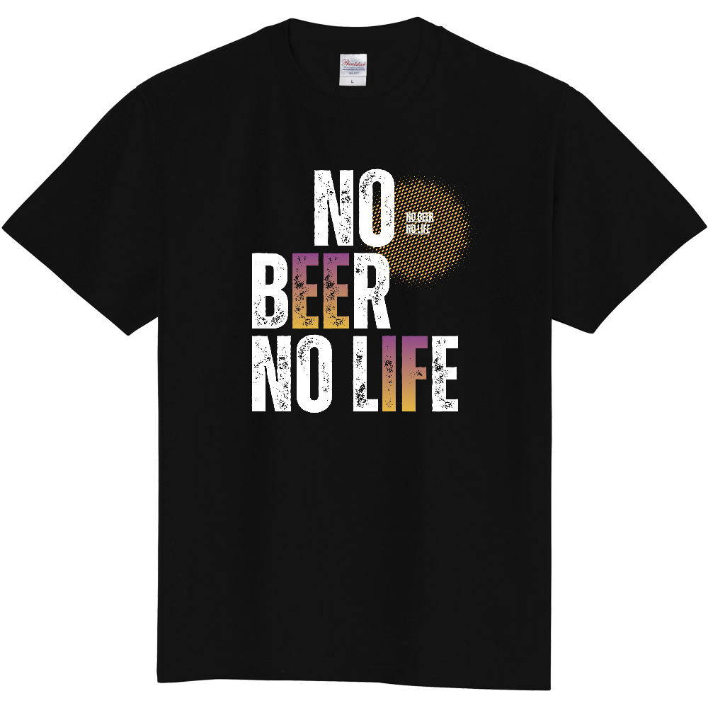 【NO BEER NO LIFE】ヴィンテージ風 タイポグラフィ Tシャツ