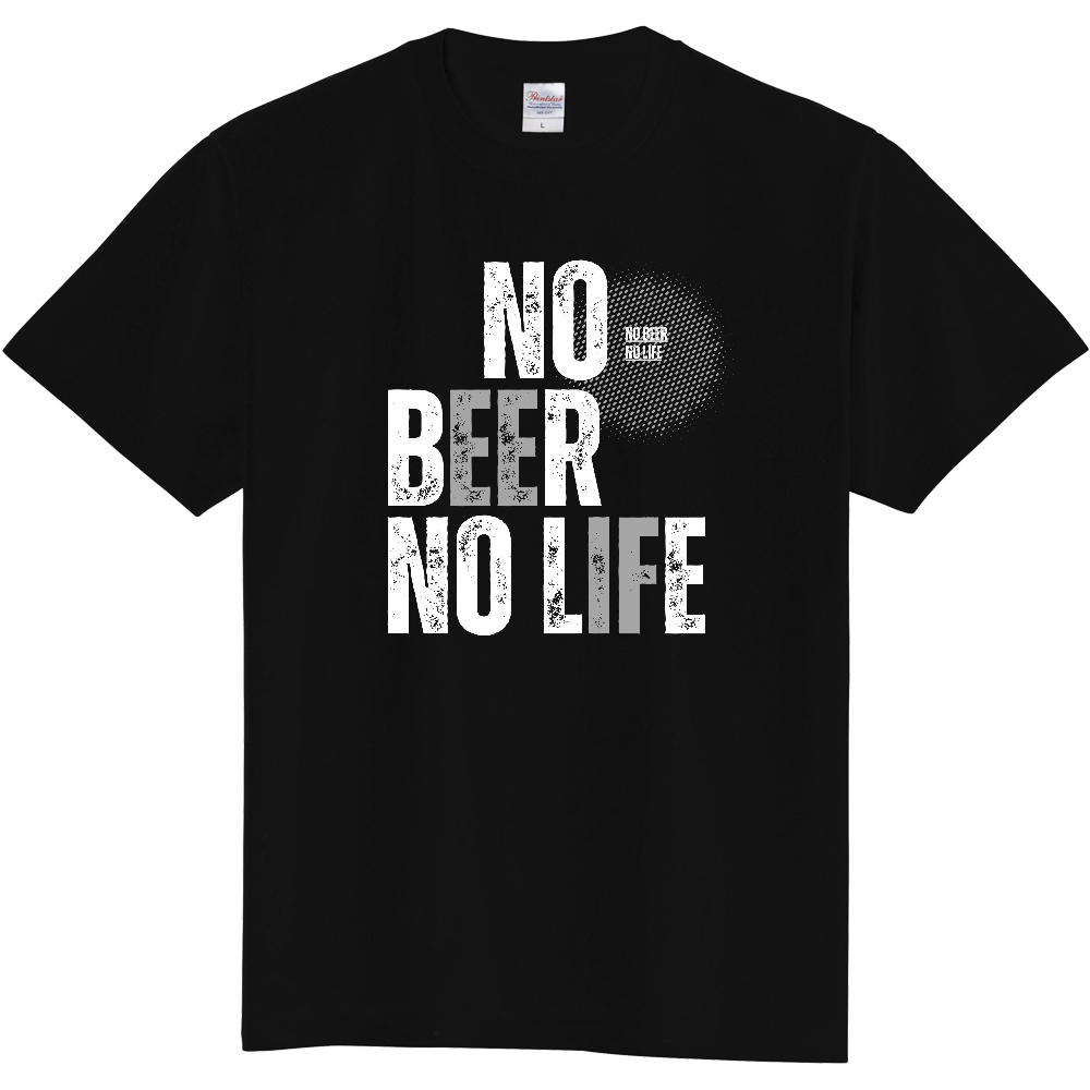 【NO BEER NO LIFE】ヴィンテージ風 タイポグラフィ Tシャツ