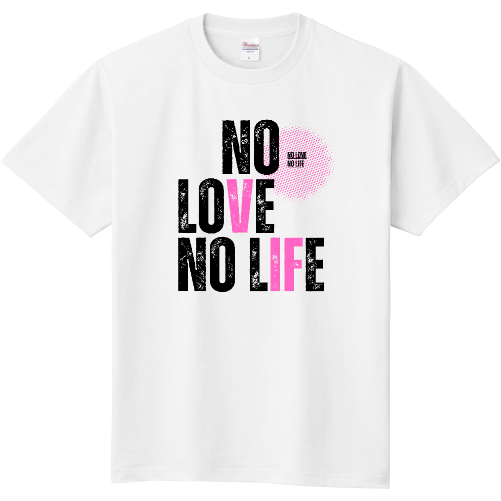 【NO LOVE NO LIFE】ヴィンテージ風 タイポグラフィ Tシャツ