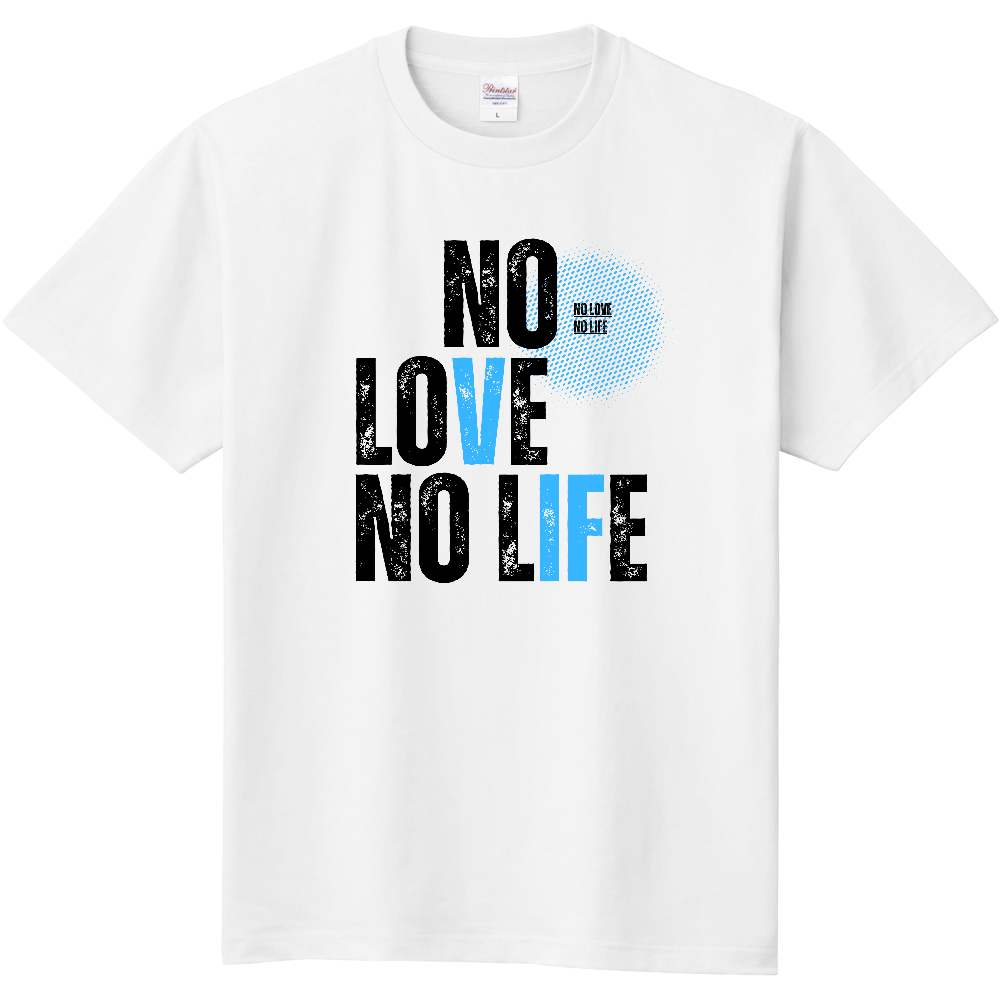 【NO LOVE NO LIFE】ヴィンテージ風 タイポグラフィ Tシャツ