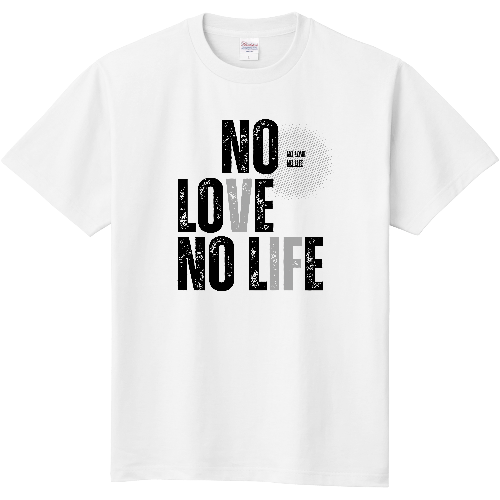 【NO LOVE NO LIFE】ヴィンテージ風 タイポグラフィ Tシャツ