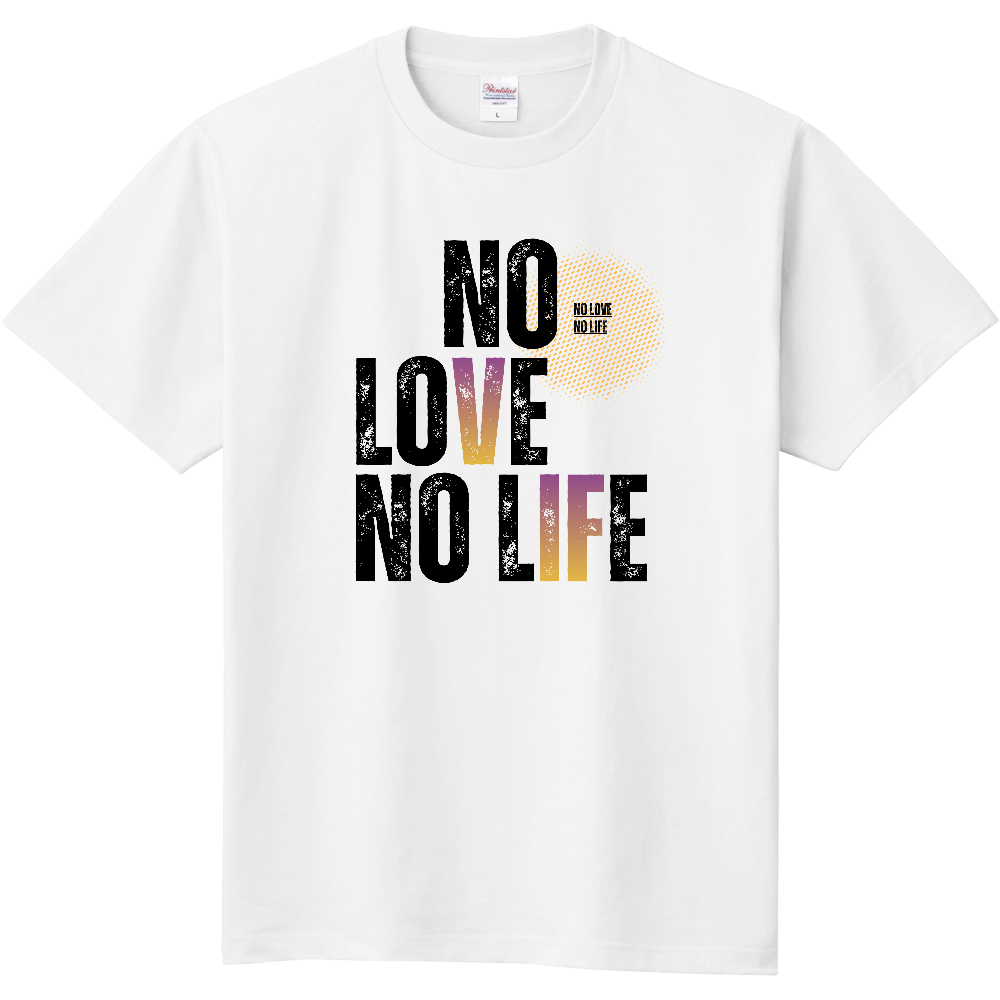 【NO LOVE NO LIFE】ヴィンテージ風 タイポグラフィ Tシャツ