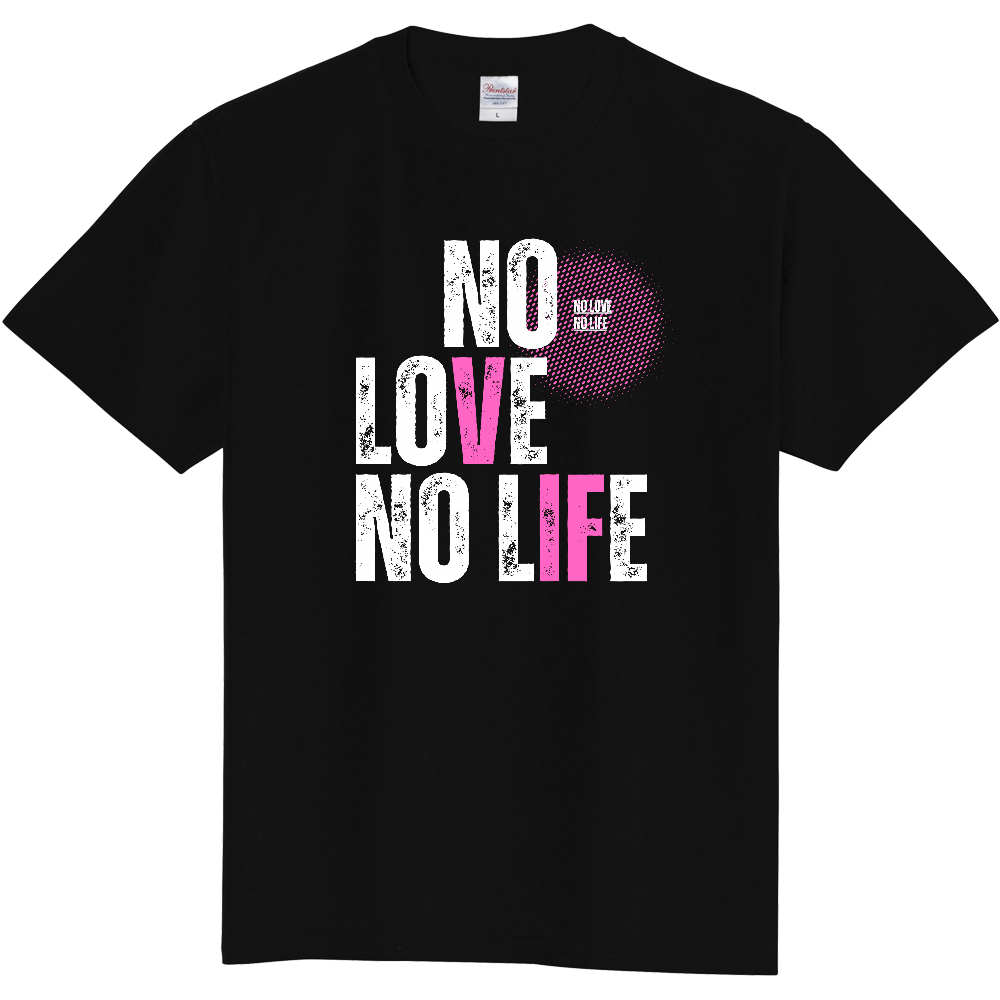 【NO LOVE NO LIFE】ヴィンテージ風 タイポグラフィ Tシャツ