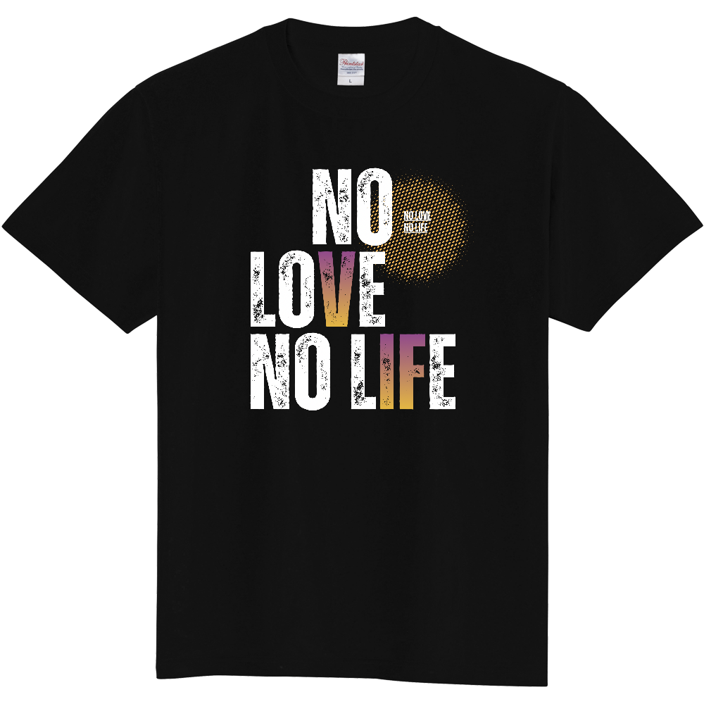 【NO LOVE NO LIFE】ヴィンテージ風 タイポグラフィ Tシャツ