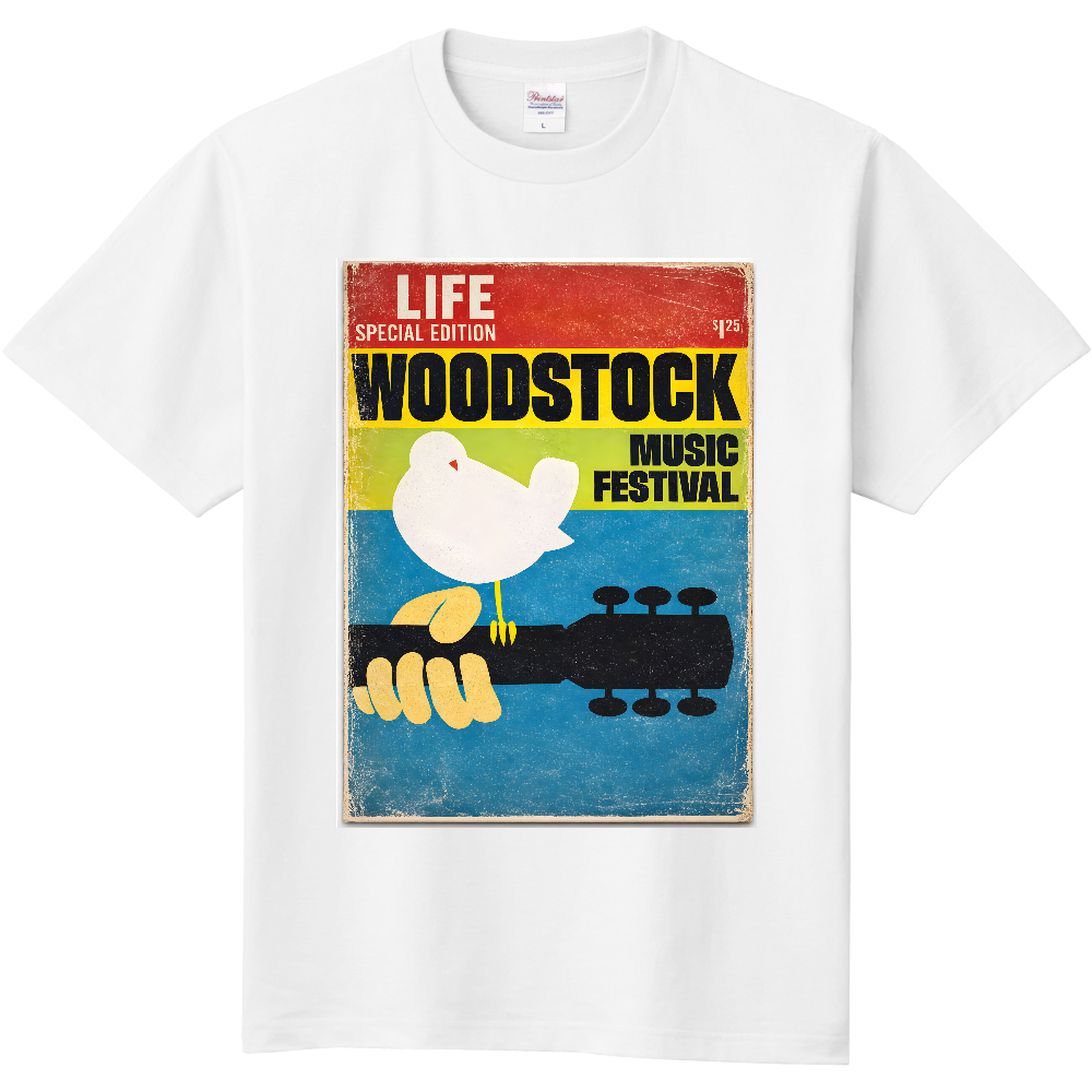 ウッドストック レプリカ Tシャツ｜WOODSTOCK MUSIC FESTIVAL ポスター｜LIFE表紙風 グラフィック｜ヒッピー ロック ヴィンテージ